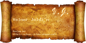 Velner Jolán névjegykártya